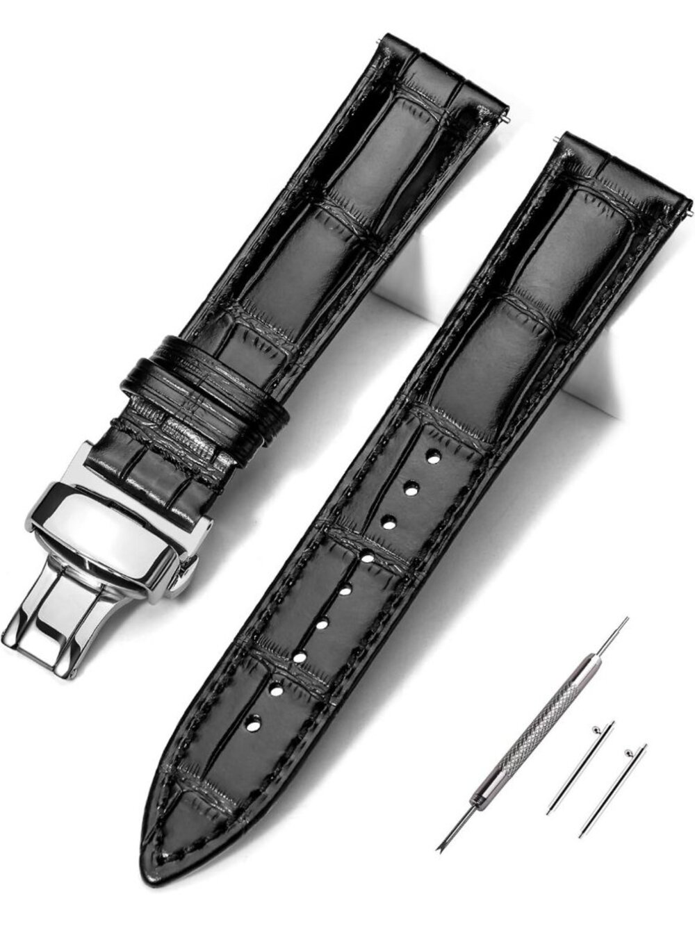 Stylish Croco Leather Watch Bands for Men & Women, Quick Release, 18mm-24mm